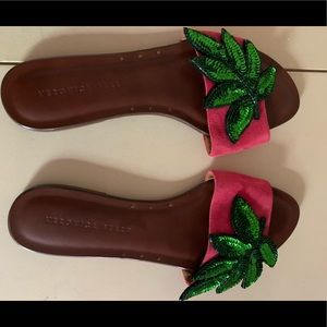 Sequined palm tree suede Veronica Beard sandals